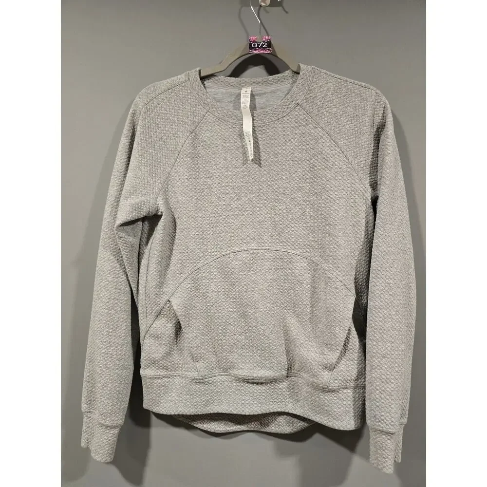 Lululemon Catch a Moment Crew Sweatshirt 4 Heathered Light Gray Excellent B7